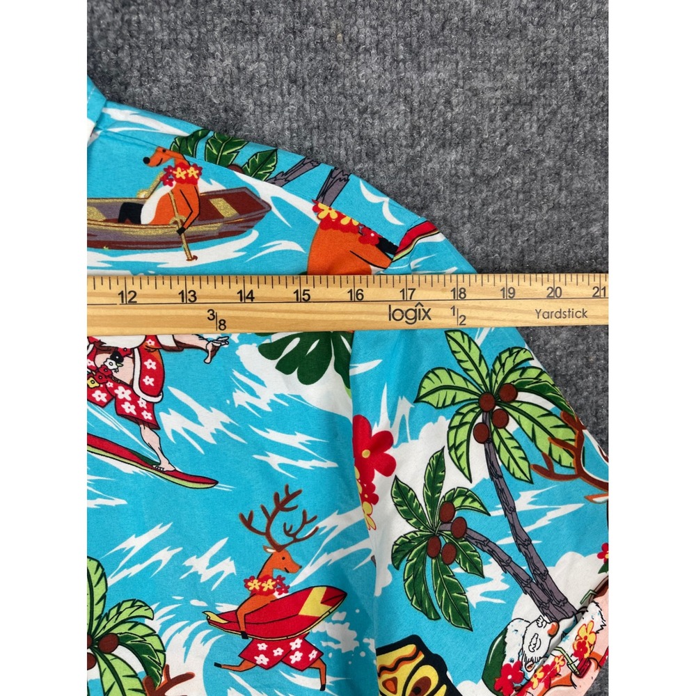SSLR‎ Button Down Shirt Mens S Blue Excellent Surfing Santa Christmas Tropical - Picture 10 of 12